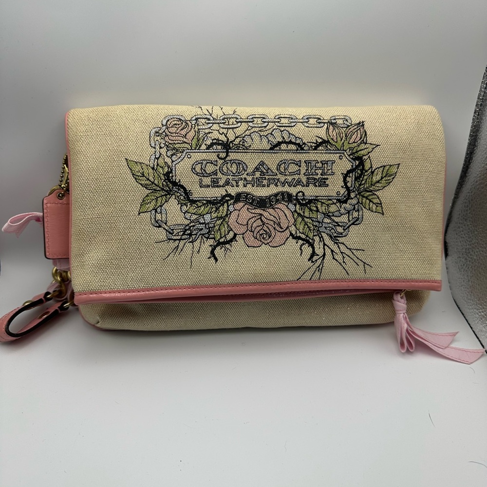 Coach Tattoo! Leatherware Pink and Cream clutch. Limited edition. Very rare
